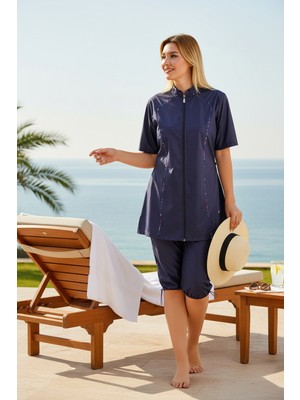 Seboteks Hızlı Kuruyan Paraşüt Kumaş Büyük Beden Yarı Kapalı Tesettür Mayo 2474