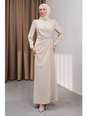 İmaj Butik Taş Önü Drapeli Taşlı Abiye