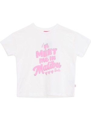 Barbie Baskılı Ekru Kız Çocuk T-Shirt BRB6SG-TST6432