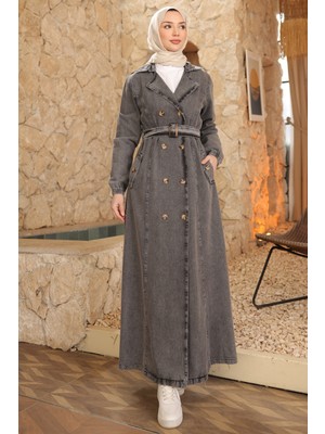 İmaj Butik Füme Kravuze Yaka Düğmeli Trençkot