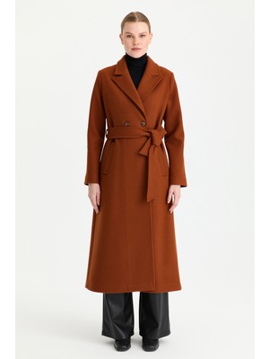 Esswaap Çift Düğmeli Manto  Kiremit