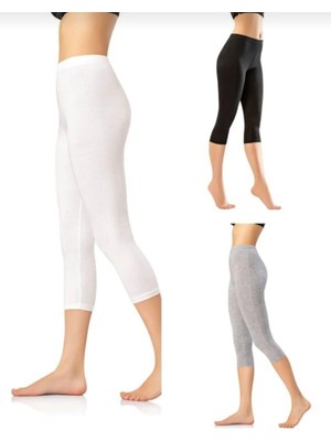 Kota 4005 Kadın Karışık Renkli Likralı Kapri Tayt 3 Adet