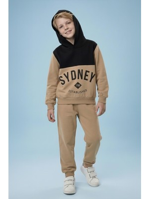 Perendi Erkek Çocuk Baskı Detaylı Kapüşonlu Kışlık Eşofman Takımı