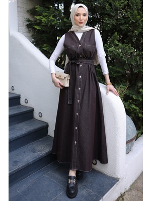 İmaj Butik Kahverengi Düğmeli Cepli Kot Jile