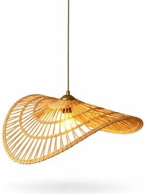 JouJou El Yapımı Rustik Rattan Avize Natura 60 cm Çap | Doğal Kök Boya Vernikli Iskandinav Aydınlatma