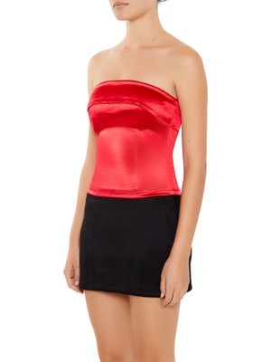 F21 Straplez Yaka Saten Büstiyer