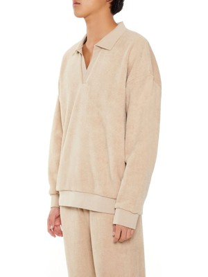 F21 Yumuşak Dokulu Polo Yaka Sweatshirt