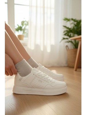 Enoch Kadın Spor Ayakkabı Perfore Detaylı Casual Sneaker Comfort Taban Günlük Yürüyüş Ayakkabısı
