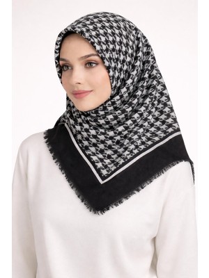 Sinem Emprime Koton Eşarp -  Siyah / BEYAZ-6292-16