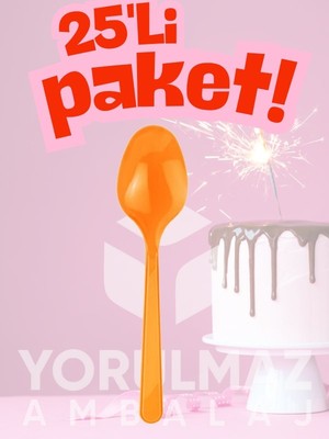 Yorulmaz Ambalaj 🟠 Happy Party Turuncu Renkli Plastik Kaşık 25 Adet – Dayanıklı & Şık Kullan-At