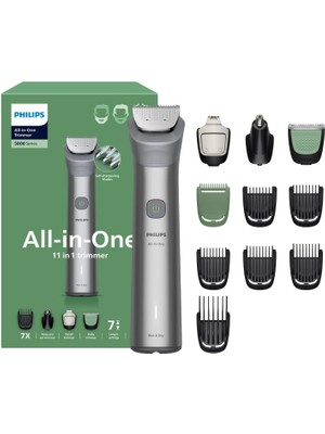 Philips All-In-One Trimmer 5000 Serisi MG5932/15, 11'ı 1 Arada Erkek Bakım Seti, Yüz Saç Vücut Için