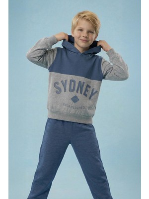 Perendi Erkek Çocuk Baskı Detaylı Kapüşonlu Kışlık Eşofman Takımı