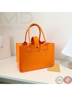 Mega Design Kadın Kalın Keçe Günlük Tote Çanta Şık Alışveriş ve Ofis Çantası