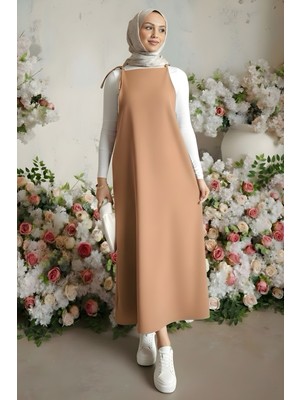 İmaj Butik Açık Vizon Ip Askılı Jile Elbise