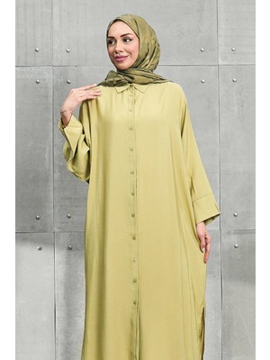 İmaj Butik Olive Yanları Yırtmaçlı Düğmeli Tunik