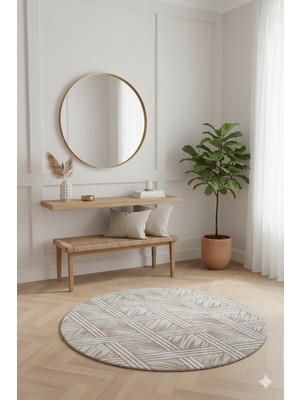 Swan Home Kaymaz Tabanlı Yuvarlak Koridor Mutfak Halısı SHJ3008 Kahve