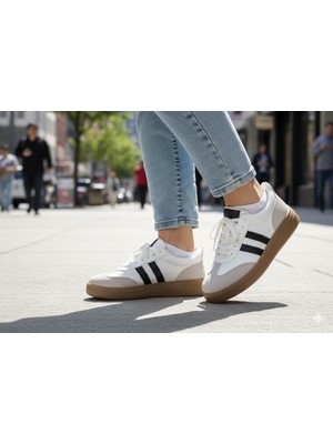 Kindep Termo Kaymaz Taban Bağcıklı Kadın Spor Ayakkabı Beyaz