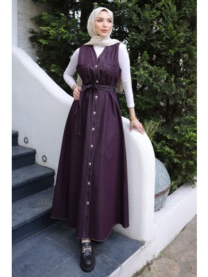 İmaj Butik Mürdüm Düğmeli Cepli Kot Jile