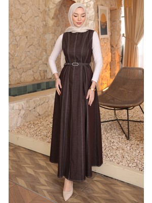 İmaj Butik Kahverengi Kemerli Cepli Kot Jile