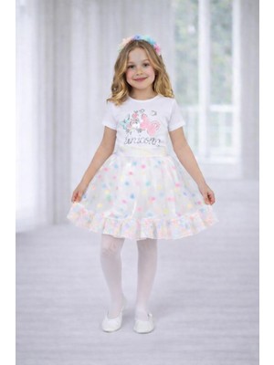 Dıgıl Kids Kız Çocuk Çok Renkli Kelebek Desenli T-Shirt Etek Takım