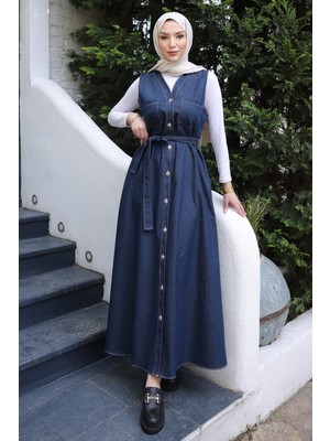 İmaj Butik Koyu Mavi Düğmeli Cepli Kot Jile