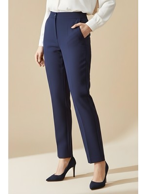 İmaj Butik Lacivert Cepli Bel Lastikli Kalem Pantolon