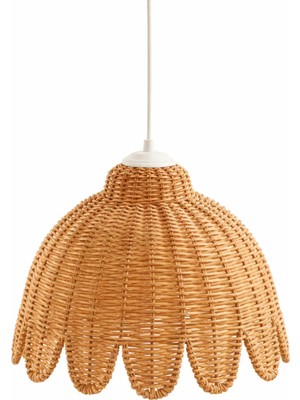 JouJou El Yapımı Rattan Tulıpa Avize 30X30 cm | Doğal Kök Boya ve Subazlı Vernikli Aydınlatma