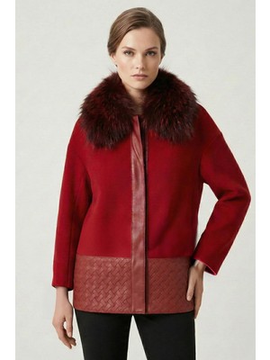 Deriderim Rosalie Kırmızı Kadın Deri Kaban