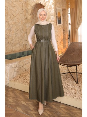 İmaj Butik Haki Kemerli Cepli Kot Jile