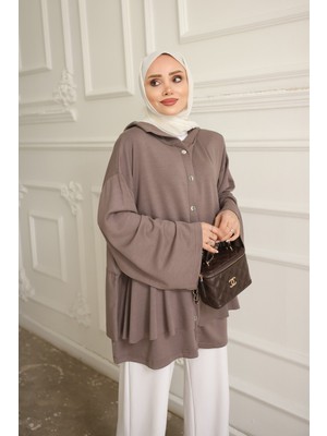 İmaj Butik Vizon Etek Ucu Katlı Çıtçıtlı Modal Tunik