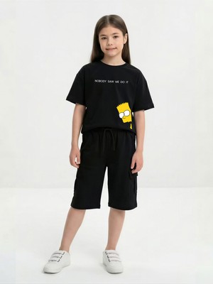 Broco Erkek Kız Çocuk Kombini Alt-Üst Takım Şort   Baskılı T-Shirt Nobody Saw Me Do It