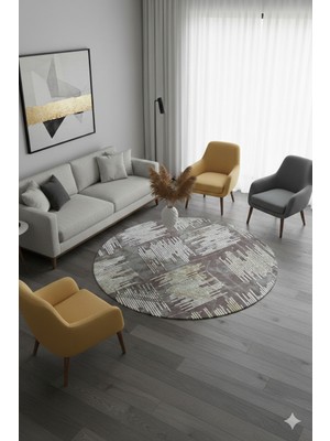 Swan Home Kaymaz Tabanlı Yuvarlak Koridor Mutfak Halısı SHJ93020 Kahve