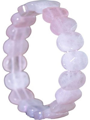 Bütüncül Şifa Pembe Kuvars Doğal Taş Bileklik (Dikdörtgen Kesim)