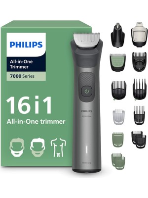 Philips All-In-One Trimmer 7000 Series, 16'sı 1 Arada Erkek Bakım Seti, Yüz Saç Vücut Için, 120 Dakika Çalış