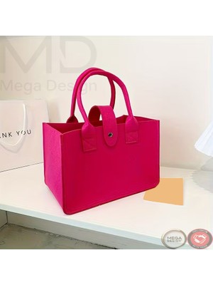 Mega Design Kadın Kalın Keçe Günlük Tote Çanta Şık Alışveriş ve Ofis Çantası