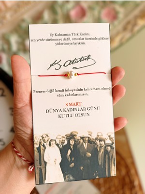 Ghl Story Kadınlar Günü İnci Bileklik Ve Kart Set (Atatürk ve Güçlü Türk Kadınlar Temalı 10 Adet)