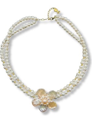 Birinci1926 Doğal Inci Çiçek Choker Kolye