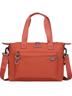 Smart Bags Siyah Kiremit Omuz ve Spor Çantası Hafif Kumaş Uzun Askılı Çok Cepli