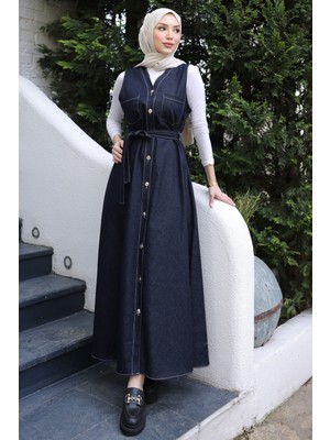 İmaj Butik Lacivert Düğmeli Cepli Kot Jile