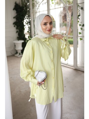 İmaj Butik Sarı Kol Bağlamalı Gömlek