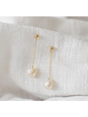 Taşmir Sertifikalı Doğal Arpa Kesim Altın Kaplama Inci Küpe