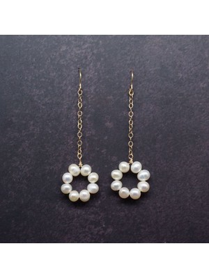 Shiklik Altın Renk Inci Zincir Detaylı Küpe Özel Tasarım