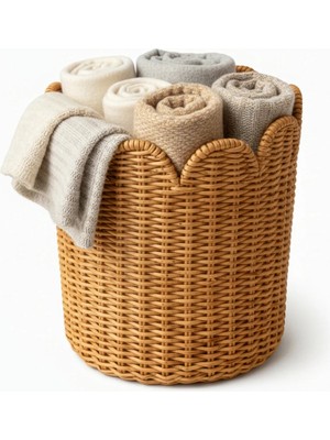 Organizer Sepet Tulipa – 30 cm Çap / 35 cm Yükseklik | Dekoratif Battaniye, Oyuncak & Çamaşır Sepeti