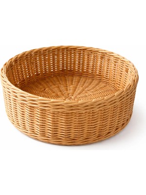 Rattan Organizer Sepet – 26 cm Çap / 12 cm Yükseklik | Dekoratif & Doğal Yuvarlak Sepet