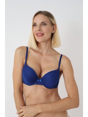 Nivene Saks Mavi Çift Destekli Double Ultra Destekli Push Up Sütyen Çift Dolgulu ULTRA YUMUŞAK SÜTYEN