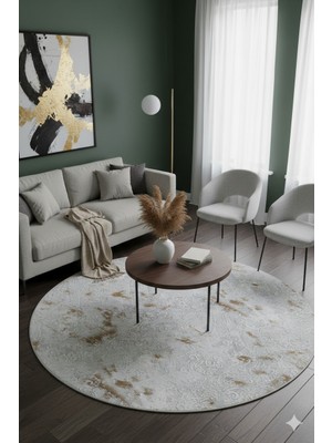 Swan Home Kaymaz Tabanlı Yuvarlak Koridor Mutfak Halısı SHJ93018 Gri