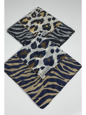 Sinem India Leopar Desen 2'li  Eşarp -6294-22