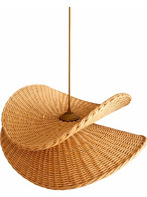 JouJou El Yapımı Rustik Rattan Avize Vıvıan 45 cm Çap | Doğal Kök Boya Vernikli Iskandinav Aydınlatma