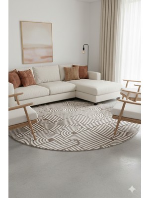 Swan Home Kaymaz Tabanlı Yuvarlak Koridor Mutfak Halısı SHJ3012 Kahve