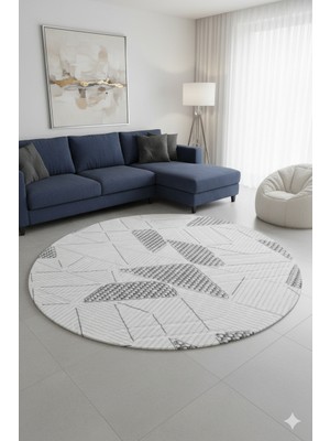 Swan Home Kaymaz Tabanlı Yuvarlak Koridor Mutfak Halısı  SHJ93023 Gri